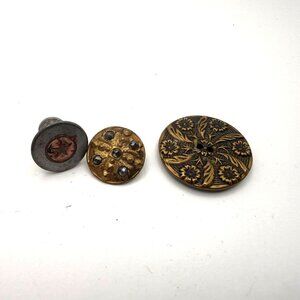 Vintage Metal Button Lot Brass Floral Studded Victorian Style Star Uniform Butto